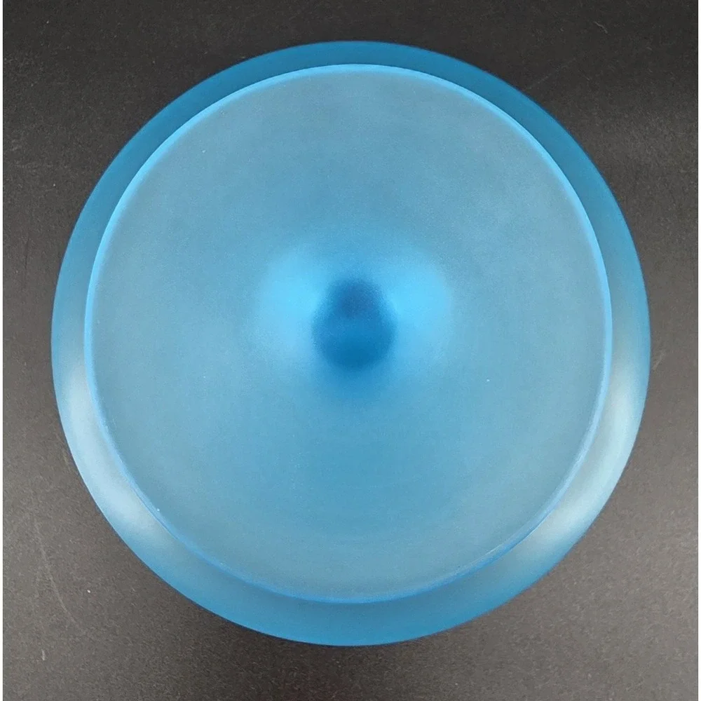 Vtg Tiffin Satin Sky Blue Glass Open Compote Round Pedestal 6.75x4.5